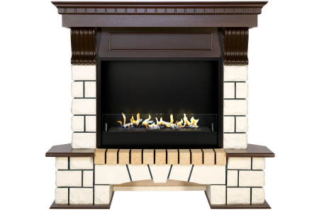 Биокамин в портале Firezo Pierre luxe Темный дуб белый Биокамин в портале Firezo Pierre luxe Темный дуб белый